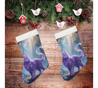 STVNKML Fantasy Cat Personalized Christmas Stocking - 16.5 Inch Double-Sided Pattern Santa Stockings for Fireplace, Family Holiday Decor, Xmas Tree Hanging Sock with Gift Loop