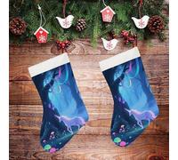 STVNKML Fantasy Forest Personalized Christmas Stocking - 16.5 Inch Double-Sided Pattern Santa Stockings for Fireplace, Family Holiday Decor, Xmas Tree Hanging Sock with Gift Loop
