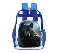 STVNKML Fantasy Wolf Clear Backpack Heavy Duty PVC Transparent Bag, Blue