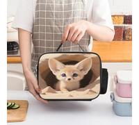 STVNKML Fennec Fox Cub in Den Lunch Bag Tote Leakproof Lunch Box with Adjustable Handle Strap & Side Pocket | Triple Insulation Cooler for Work, Travel | Large Capacity Reusable Meal Bag