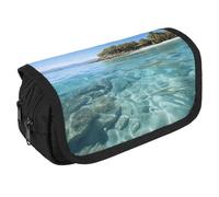 STVNKML Fiji Island And Clear Sea Pencil Case Organizer - Large Capacity 3 Compartment Pencil Pouch for Adults, Portable Makeup Bag & Aesthetic Stationery Bag with Zipper (8.7x4.3) Unisex Gift