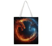 STVNKML Fire And Ice Dragons Canvas Tote Bag for Women Cute Stylish Shoulder Bag Reusable Shopping Bags for Daily