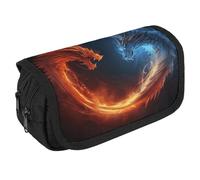 STVNKML Fire And Ice Dragons Pencil Case Organizer - Large Capacity 3 Compartment Pencil Pouch for Adults, Portable Makeup Bag & Aesthetic Stationery Bag with Zipper (8.7x4.3) Unisex Gift