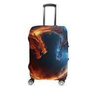 STVNKML Fire And Ice Dragons Suitcase Covers for Luggage - Elastic Luggage Cover Protector, Double-sided Washable Suitcases Sleeve for 19-32 Inch Luggage, white, XL, Fire and Ice Dragons