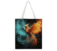 STVNKML Fire And Water Phoenix Canvas Tote Bag for Women Cute Stylish Shoulder Bag Reusable Shopping Bags for Daily