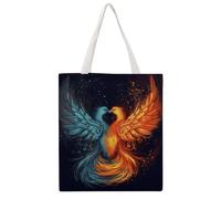STVNKML Fire And Water Phoenix Canvas Tote Bag for Women Cute Stylish Shoulder Bag Reusable Shopping Bags for Daily