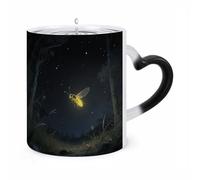 STVNKML Firefly Color Changing Mug Heat Activated Novelty Coffee Cup with Ear Shape Design Gift Mugs for Christmas Birthday Wedding, Magic Ceramic Mug for Tea & Cocoa 12oz