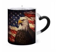 STVNKML Flag And Eagle Color Changing Mug Heat Activated Novelty Coffee Cup with Ear Shape Design Gift Mugs for Christmas Birthday Wedding, Magic Ceramic Mug for Tea & Cocoa 12oz