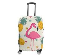 STVNKML Flamingo And Pineapple Suitcase Covers for Luggage - Elastic Luggage Cover Protector, Double-sided Washable Suitcases Sleeve for 19-32 Inch Luggage, white, L, Flamingo and Pineapple