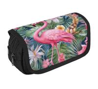STVNKML Flamingo Floral Pattern Pencil Case Organizer - Large Capacity 3 Compartment Pencil Pouch for Adults, Portable Makeup Bag & Aesthetic Stationery Bag with Zipper (8.7x4.3) Unisex Gift