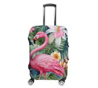 STVNKML Flamingo Floral Pattern Suitcase Covers for Luggage - Elastic Luggage Cover Protector, Double-sided Washable Suitcases Sleeve for 19-32 Inch Luggage, white, M, Flamingo Floral Pattern