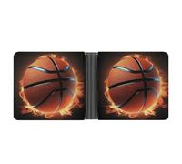 STVNKML Flamingo Love Flowers Leather Bifold Wallet with 2 Hidden Pockets 6 Card Slots Slim Wallets for Cash, Cards, And ID, 3D Basketball, One Size, Modern
