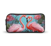 STVNKML Flamingo Love Flowers Pencil Case - Large Aesthetic Makeup Bag Multi-Purpose Pencil Pouch Cute Cosmetic Bag with Zipper Closure for Office, Home, Study & Travel
