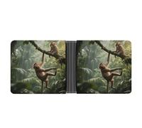 STVNKML Flower Maze Leather Bifold Wallet with 2 Hidden Pockets 6 Card Slots Slim Wallets for Cash, Cards, And ID, Playful Monkey, One Size, Modern