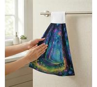 STVNKML Fluorescent Forest Hanging Kitchen Towels with Loop, Set of 2 - Soft Super Absorbent Decorative Hanging Dish & Hand Towel, Tea, Coffee Towel for Kitchen Bathroom Oven Handle