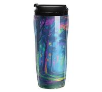 STVNKML Fluorescent Forest Insulated Coffee Tumbler Reusable Plastic Iced Coffee Cup with Lid Double Walled Hot Coffee Travel Mug, BPA Free 12 Oz