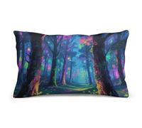 STVNKML Fluorescent Forest Pillow Covers 8"x12" Double-Sided Soft Plush Pillowcase Square Cushion Case with Hidden Zipper for Sofa Bed Chair, Farmhouse Holiday Decor, Home Gift