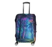 STVNKML Fluorescent Forest Suitcase Covers for Luggage - Elastic Luggage Cover Protector, Double-sided Washable Suitcases Sleeve for 19-32 Inch Luggage, white, M, Fluorescent Forest