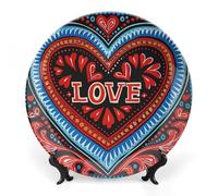 STVNKML Folk Art Style Ceramic Decorative Plate 6inch Bone China Decorative Plates Dishes with Display Stand Personalized Bone China Decorative Plate with Memorial Gifts for Home Decor
