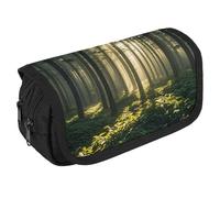 STVNKML Forest White Light Pencil Case Organizer - Large Capacity 3 Compartment Pencil Pouch for Adults, Portable Makeup Bag & Aesthetic Stationery Bag with Zipper (8.7x4.3) Unisex Gift