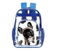 STVNKML French Bulldog Clear Backpack Heavy Duty PVC Transparent Bag, Blue