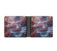 STVNKML French Bulldog Leather Bifold Wallet with 2 Hidden Pockets 6 Card Slots Slim Wallets for Cash, Cards, And ID, Liquid Scene, One Size, Modern