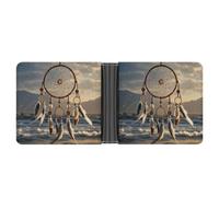 STVNKML French Bulldog Leather Bifold Wallet with 2 Hidden Pockets 6 Card Slots Slim Wallets for Cash, Cards, And ID, Native American Dream Catcher, One Size, Modern