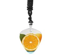 STVNKML Fresh Orange Fruit Guitar Pick Holder Necklace Stainless Steel Music Pendant with Adjustable 60cm Cord Functional Jewelry for Guitarists & Music Lovers, Unisex Hip Hop Punk Accessory