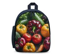 STVNKML Fresh Vegetables Fruits Backpack - 12.6 Inch Casual Daypack with Multi-Pockets BookBag for Daily Essentials, Blue, One Size, Daypack Backpacks