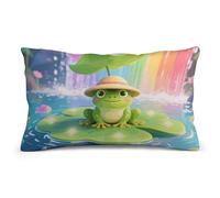 STVNKML Frog on Giant Lily Pillow Covers 8"x12" Double-Sided Soft Plush Pillowcase Square Cushion Case with Hidden Zipper for Sofa Bed Chair, Farmhouse Holiday Decor, Home Gift