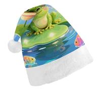 STVNKML Frog on Giant Lily Santa Hat for Adults Christmas Hat Xmas Santa Hats Cap for Costumes Holiday Party Supplies