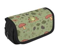 STVNKML Frogs And Mushrooms Pencil Case Organizer - Large Capacity 3 Compartment Pencil Pouch for Adults, Portable Makeup Bag & Aesthetic Stationery Bag with Zipper (8.7x4.3) Unisex Gift