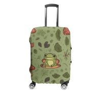 STVNKML Frogs And Mushrooms Suitcase Covers for Luggage - Elastic Luggage Cover Protector, Double-sided Washable Suitcases Sleeve for 19-32 Inch Luggage, white, M, Frogs and Mushrooms