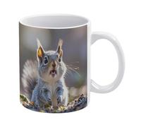 STVNKML Funny Cute Squirrel Ceramic Coffee Mug - 12oz Coffee Cup with Handle - Smooth Rim Design for Enhanced Drinking Experience, Ideal for Home, Office & Cafe Use, Microwave & Dishwasher Safe