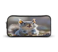STVNKML Funny Cute Squirrel Pencil Case - Large Aesthetic Makeup Bag Multi-Purpose Pencil Pouch Cute Cosmetic Bag with Zipper Closure for Office, Home, Study & Travel