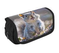 STVNKML Funny Cute Squirrel Pencil Case Organizer - Large Capacity 3 Compartment Pencil Pouch for Adults, Portable Makeup Bag & Aesthetic Stationery Bag with Zipper (8.7x4.3) Unisex Gift