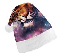 STVNKML Galaxy Tiger Santa Hat for Adults Christmas Hat Xmas Santa Hats Cap for Costumes Holiday Party Supplies