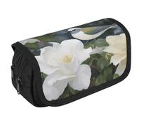 STVNKML Gardenia Flowers Birds Pencil Case Organizer - Large Capacity 3 Compartment Pencil Pouch for Adults, Portable Makeup Bag & Aesthetic Stationery Bag with Zipper (8.7x4.3) Unisex Gift