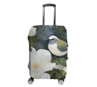 STVNKML Gardenia Flowers Birds Suitcase Covers for Luggage - Elastic Luggage Cover Protector, Double-sided Washable Suitcases Sleeve for 19-32 Inch Luggage, white, L, Gardenia Flowers Birds