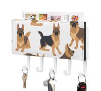 STVNKML German Shepherd Key Holder Wall Mount, Decorative PU Key Rack Hanger Holder with 5 Hooks, Key Hooks for Wall, Mail Organizer, Rustic Home Decor for Entryway Living Room