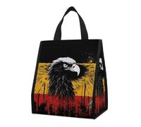STVNKML Germany Flag Eagle Reusable Insulated Lunch Bag 9L Foldable Cooler Bag with Aluminum Foil Liner Washable Leakproof & Lightweight Lunch Tote for Work Picnic Beach Gym