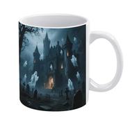 STVNKML Ghost Castle Ceramic Coffee Mug 12oz Coffee Cup with Handle Smooth Rim Design for Enhanced Drinking Experience, Ideal for Home, Office & Cafe Use, Microwave & Dishwasher Safe