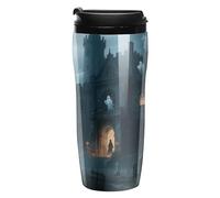 STVNKML Ghost Castle Insulated Coffee Tumbler Reusable Plastic Iced Coffee Cup with Lid Double Walled Hot Coffee Travel Mug, BPA Free 12 Oz