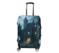 STVNKML Ghost Castle Suitcase Covers for Luggage - Elastic Luggage Cover Protector, Double-sided Washable Suitcases Sleeve for 19-32 Inch Luggage, white, L, Ghost Castle