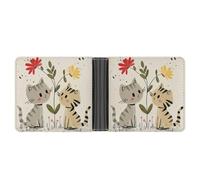 STVNKML Glitter Pink Rose Leather Bifold Wallet with 2 Hidden Pockets 6 Card Slots Slim Wallets for Cash, Cards, And ID, Draw Two Cats, One Size, Modern
