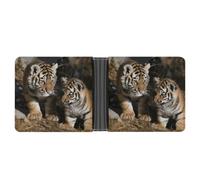 STVNKML Glitter Pink Rose Leather Bifold Wallet with 2 Hidden Pockets 6 Card Slots Slim Wallets for Cash, Cards, And ID, Siberian tiger, One Size, Modern