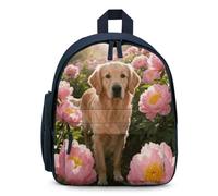 STVNKML Golden Retriever & Daisy Backpack 12.6 Inch Casual Daypack with Multi-Pockets BookBag for Daily Essentials, Blue, One Size