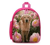 STVNKML Golden Retriever & Daisy Backpack 12.6 Inch Casual Daypack with Multi-Pockets BookBag for Daily Essentials, Pink, One Size