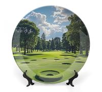 STVNKML Golf Course Ceramic Decorative Plate 6inch Bone China Decorative Plates Dishes with Display Stand Personalized Bone China Decorative Plate with Memorial Gifts for Home Decor