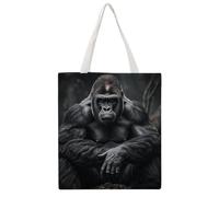 STVNKML Gorilla on The Ground Canvas Tote Bag for Women Cute Stylish Shoulder Bag Reusable Shopping Bags for Daily